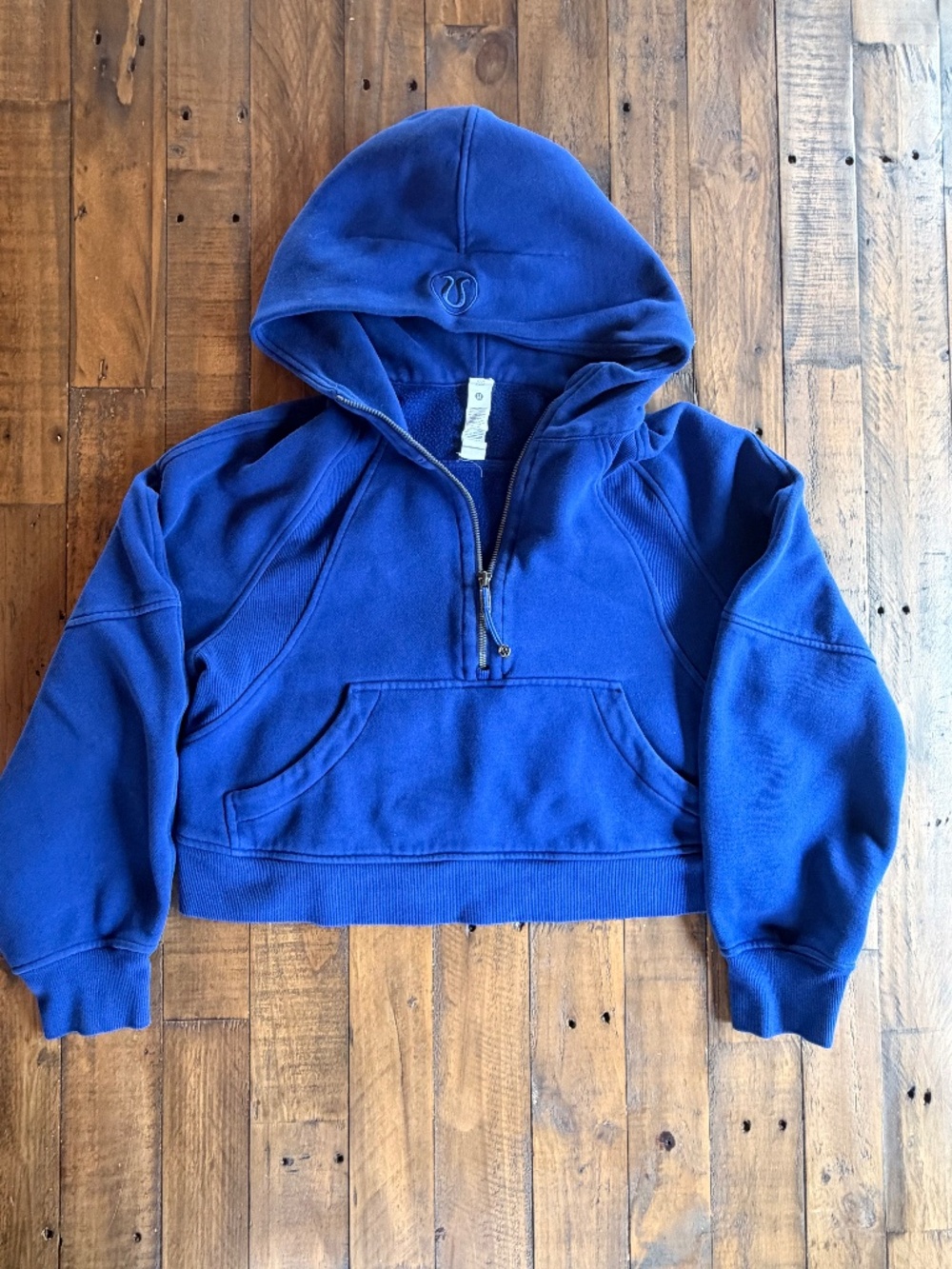 Lululemon Royal Blue Cropped Half Zip Hoodie XS/S Scuba Style